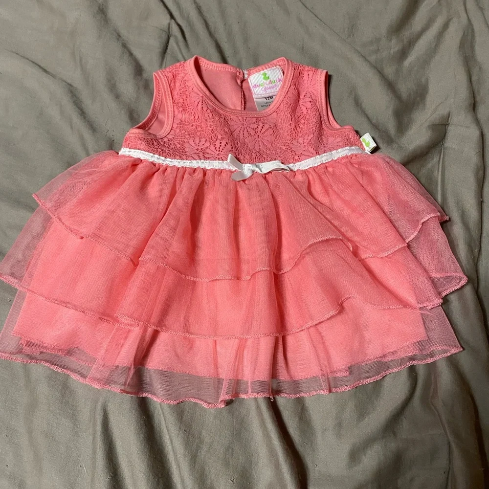 Pink‎ Sleeveless Lace Tiered Dress for Kids